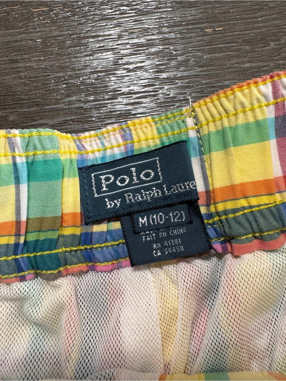 Y2K Ralph Lauren Vintage Colorful Plaid Boys Kids Swimsuit Trunks M
